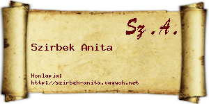 Szirbek Anita névjegykártya